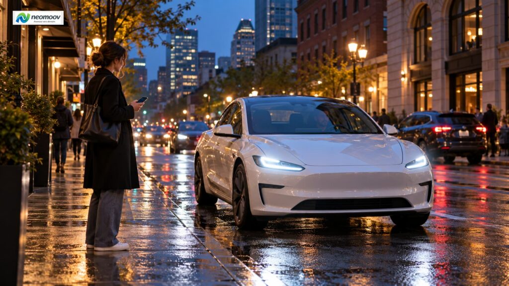 Illustration : sur comment réserver un chauffeur privé à Montréal avec un véhicule électrique premium en soirée