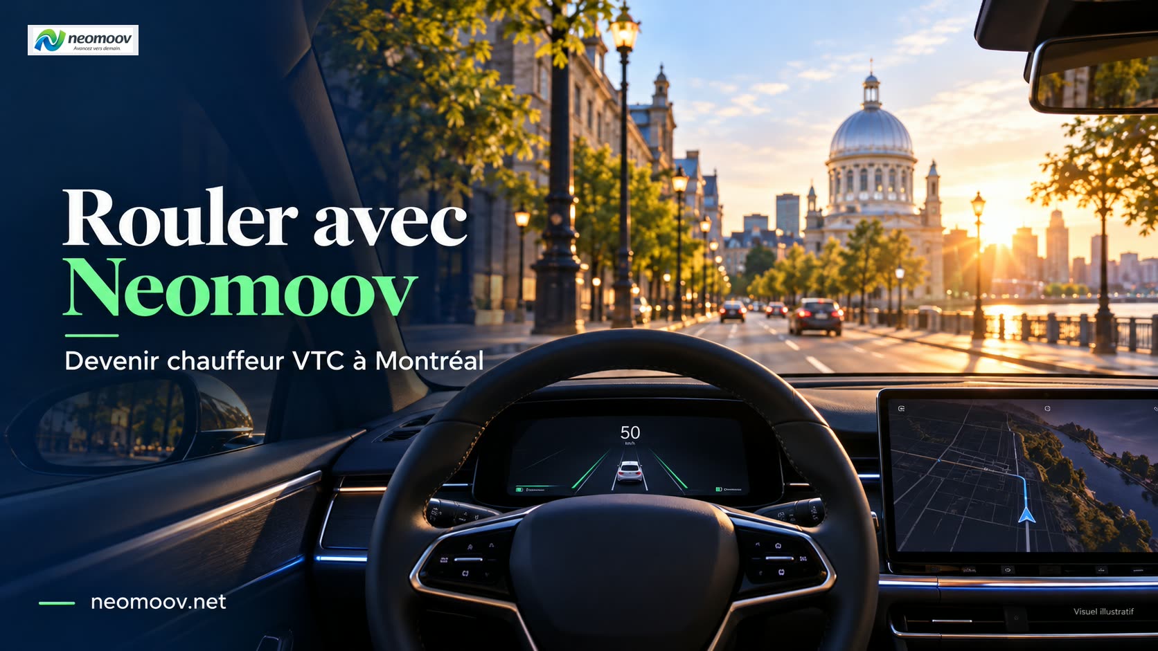 Devenir chauffeur VTC : VUS électrique premium garé dans une rue calme de Montréal au matin